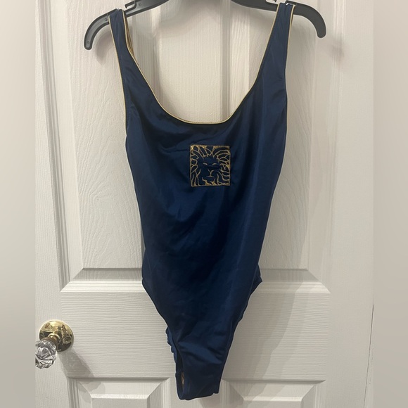 Anne Klein Vintage Navy with Gold Trimmings One Piece Bathing suit - Picture 3 of 12